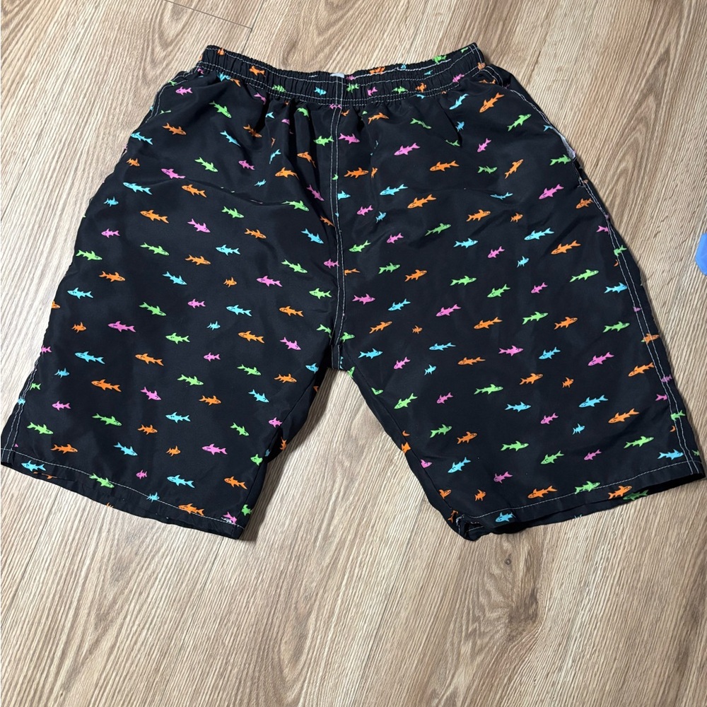 B Split Swim Trunks Sharks Black Colorful X Large